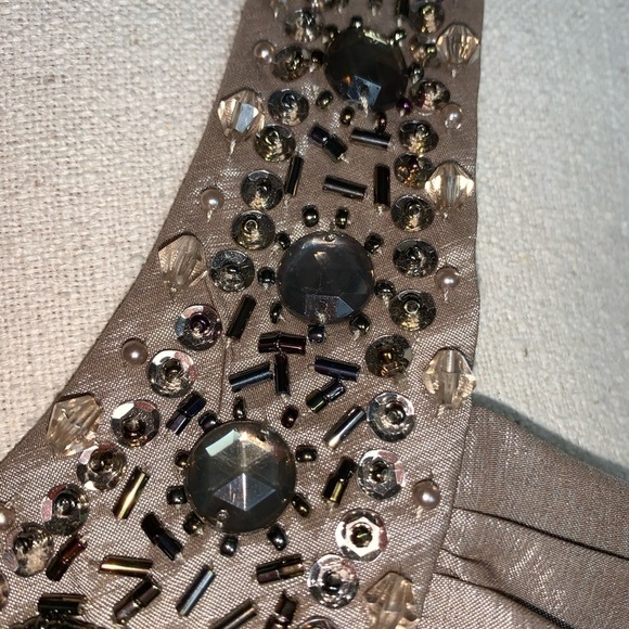 R & M Richards NWT size 14 plus size Mermaid Metallic Taupe Formal Gown wedding - Picture 8 of 15